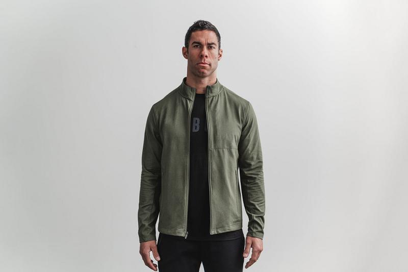 Men's Nobull Twill Zip-Up Hoodie Olive | SG Q2508M